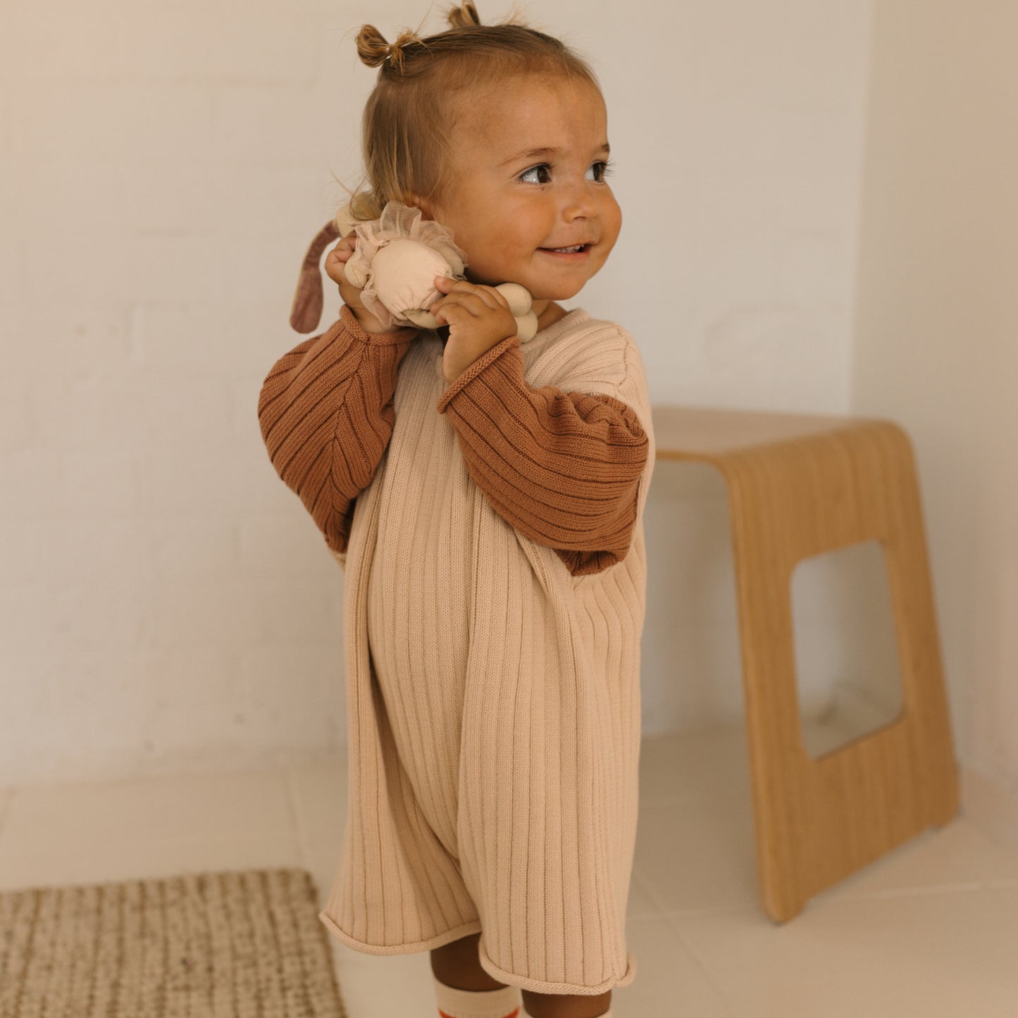 Golden Knit Romper Caramel Sundae