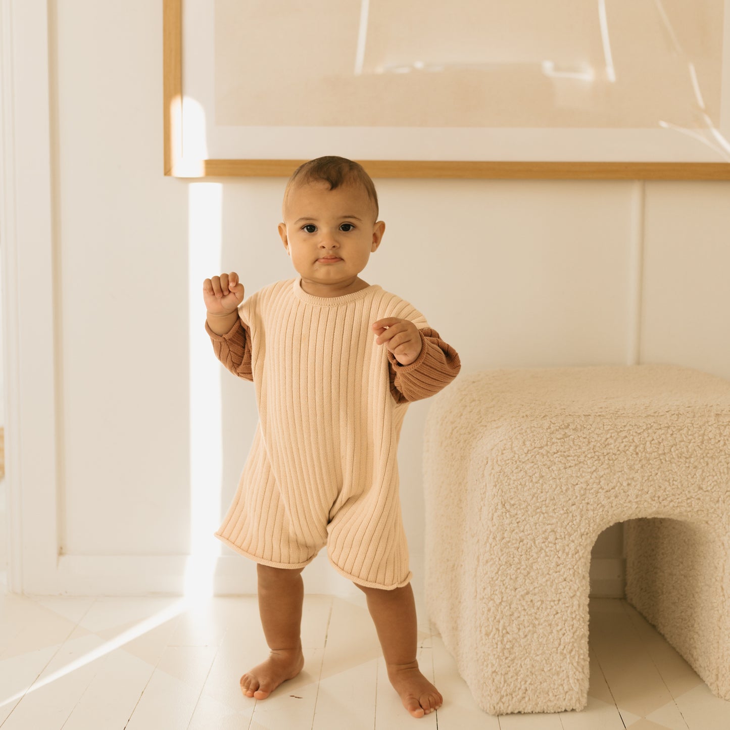 Golden Knit Romper Caramel Sundae