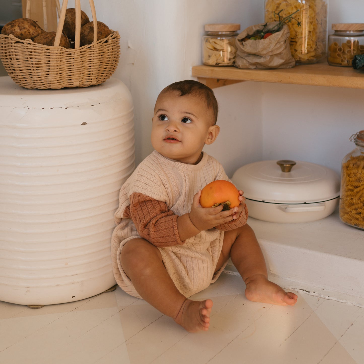 Golden Knit Romper Caramel Sundae