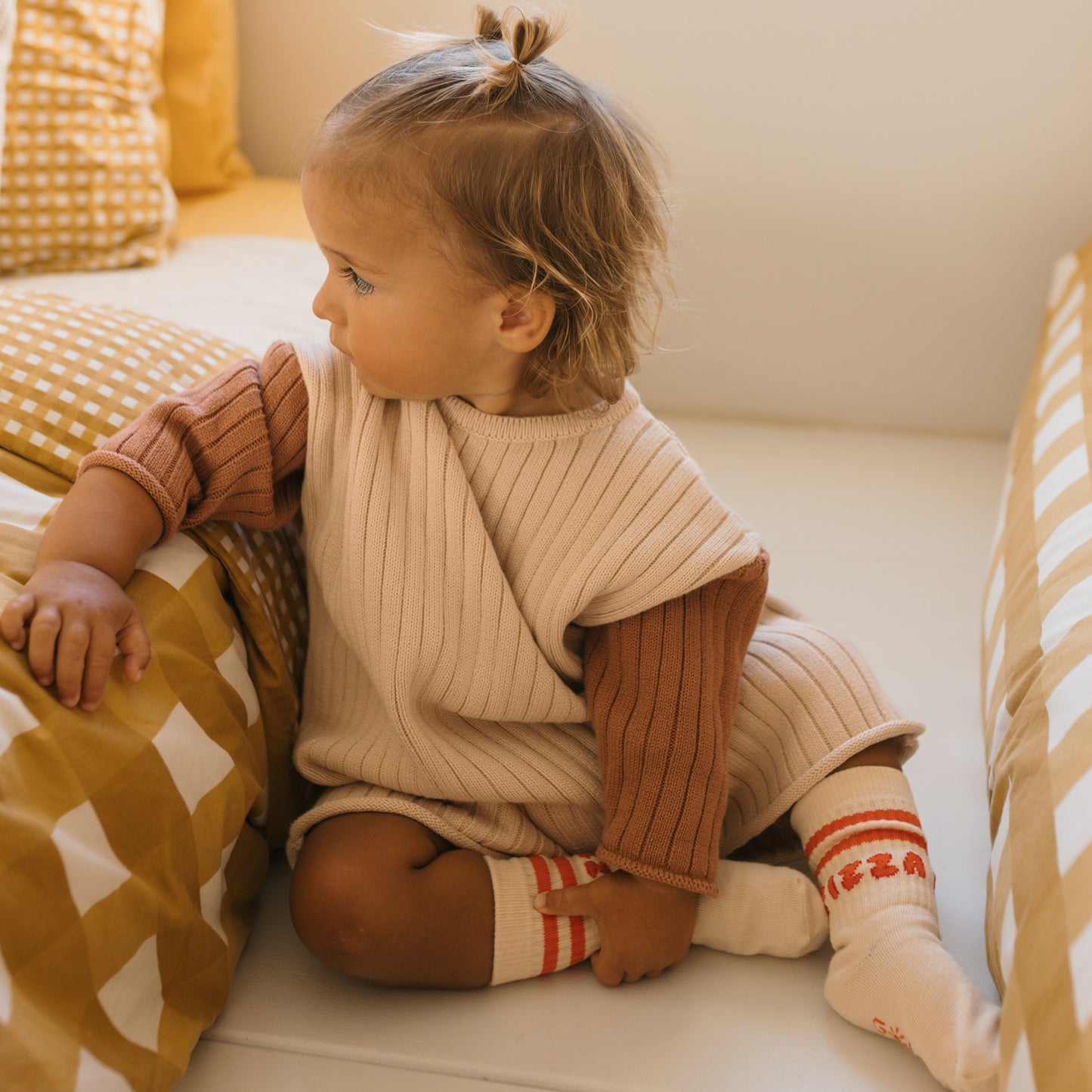 Golden Knit Romper Caramel Sundae