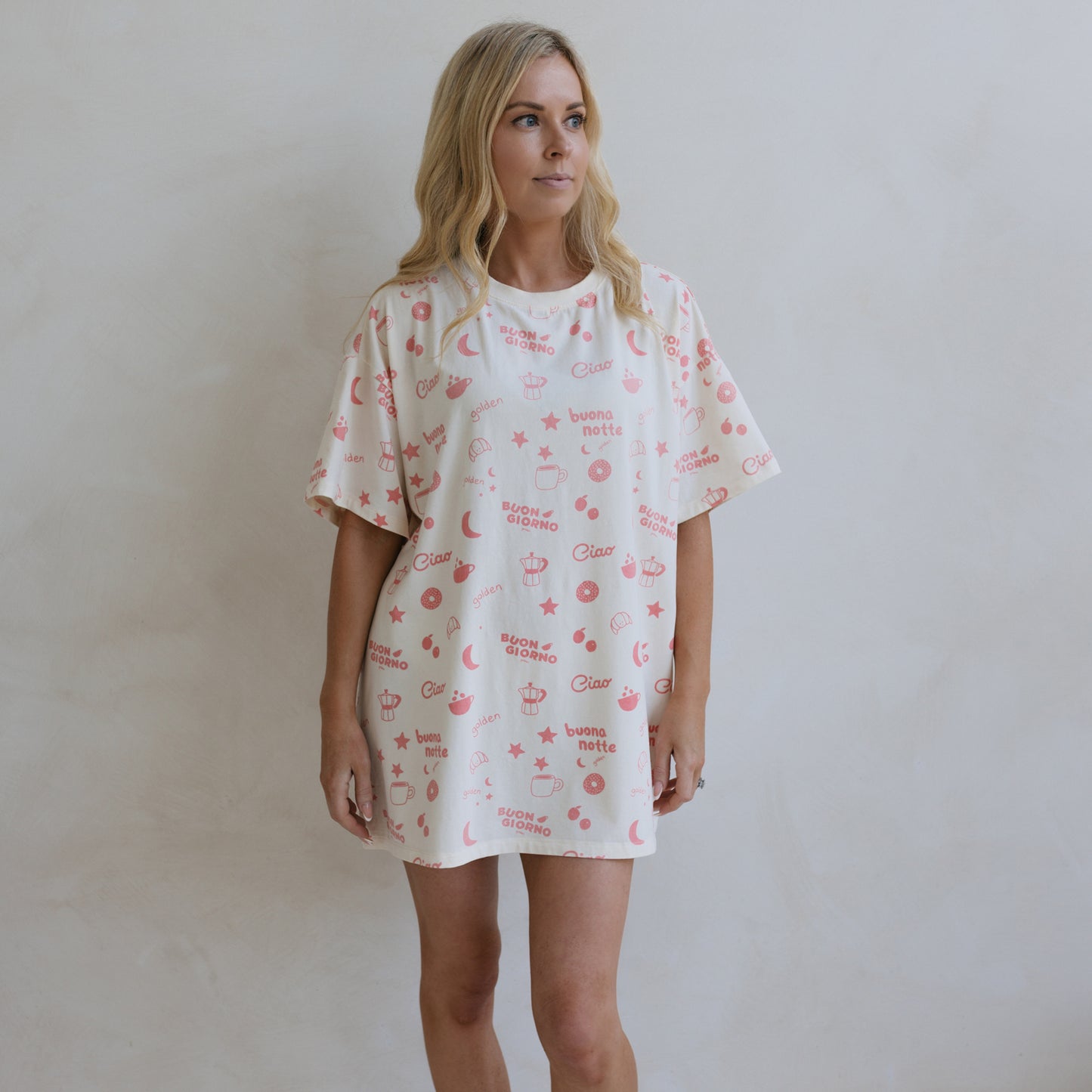 Buona Notte Adult Oversized Sleep Tee Pink Moon