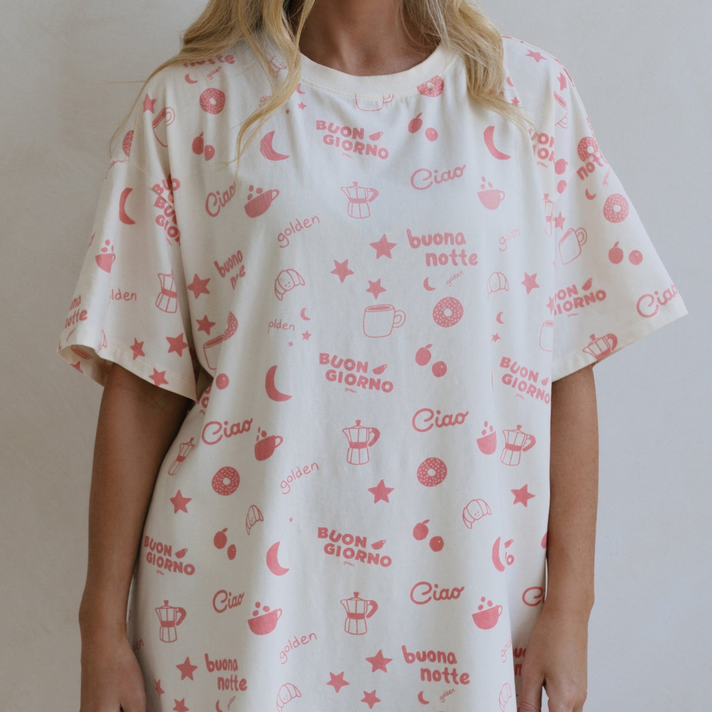 Buona Notte Adult Oversized Sleep Tee Pink Moon