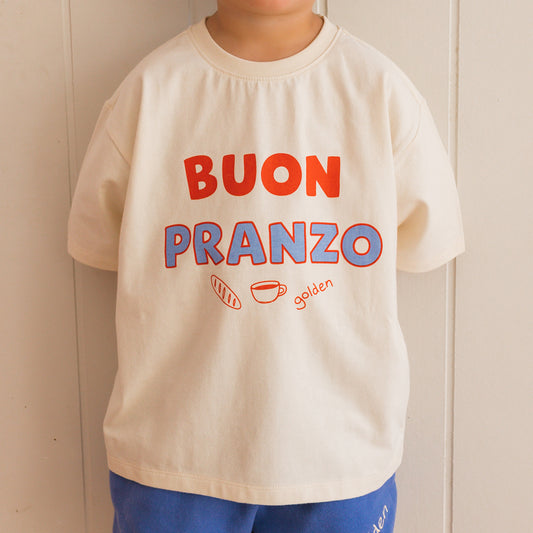 Buon Pranzo Mid Sleeve Tee Buttercream