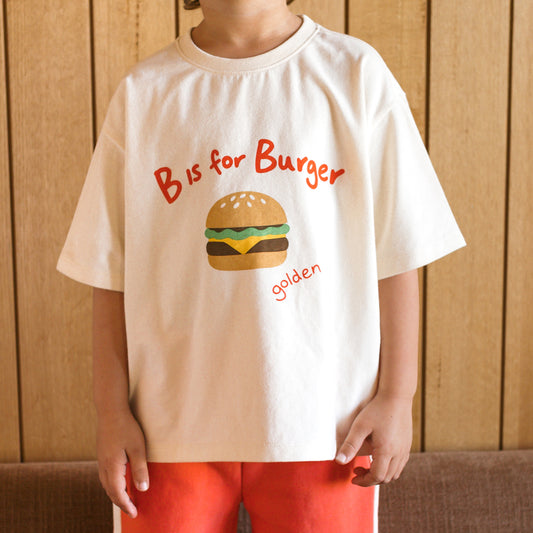 Burger Mid Sleeve Tee Buttercream