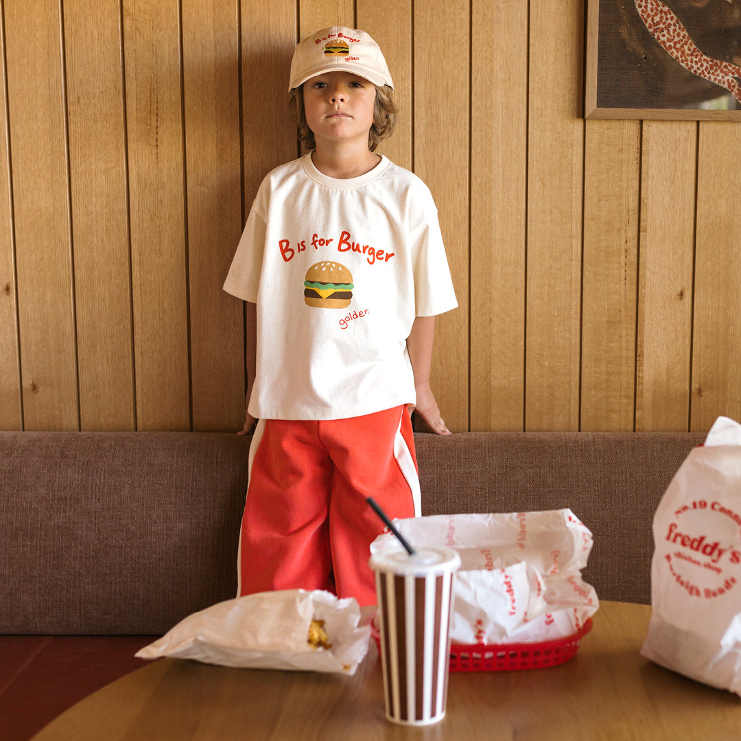 Burger Mid Sleeve Tee Buttercream