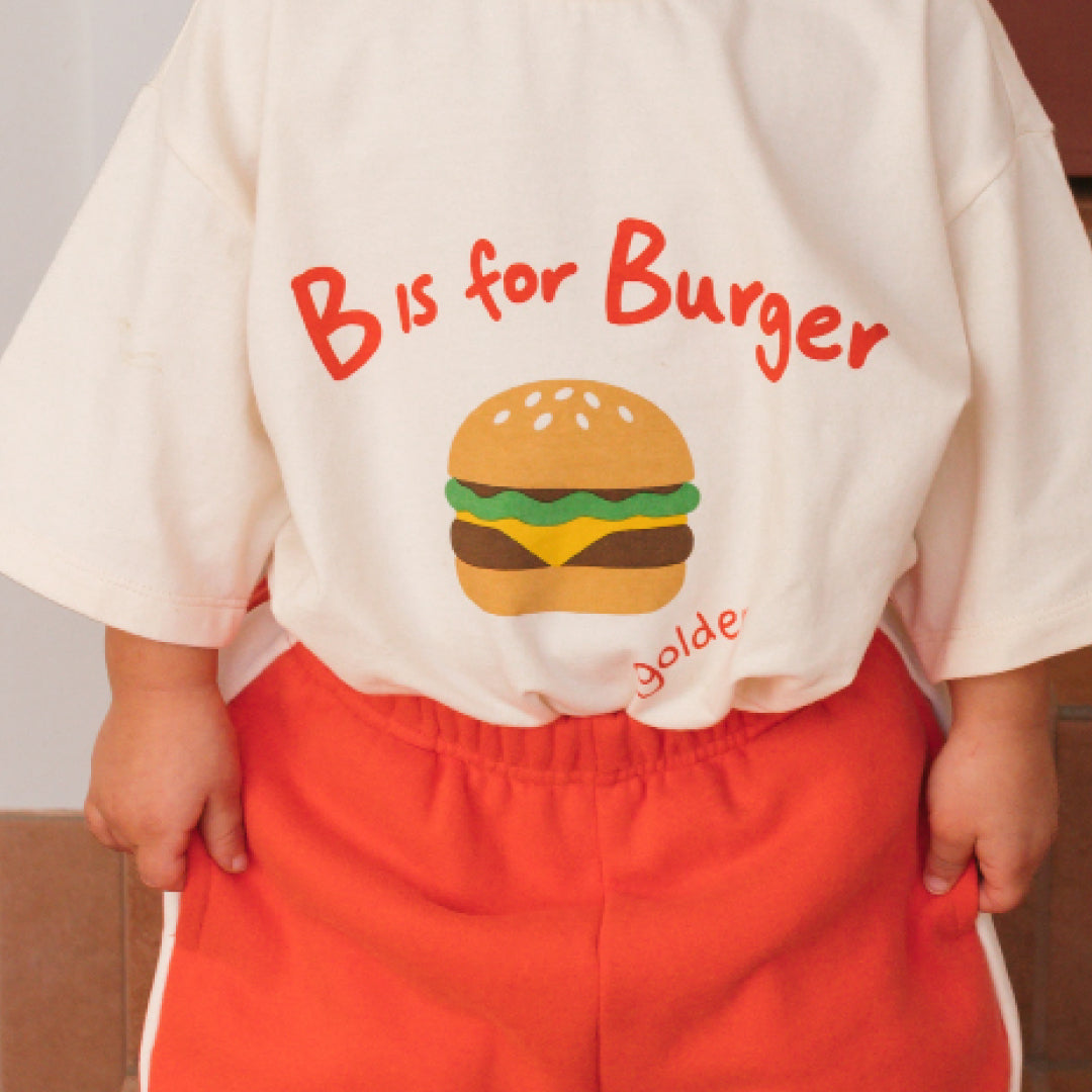 Burger Mid Sleeve Tee Buttercream