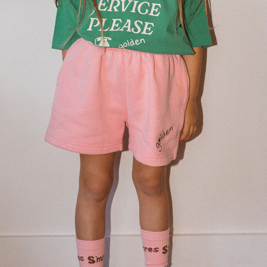 Golden Track Shorts Pink Taffy