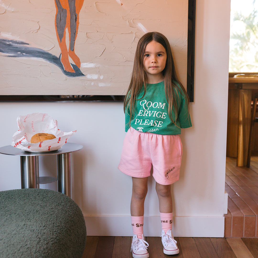 Golden Track Shorts Pink Taffy