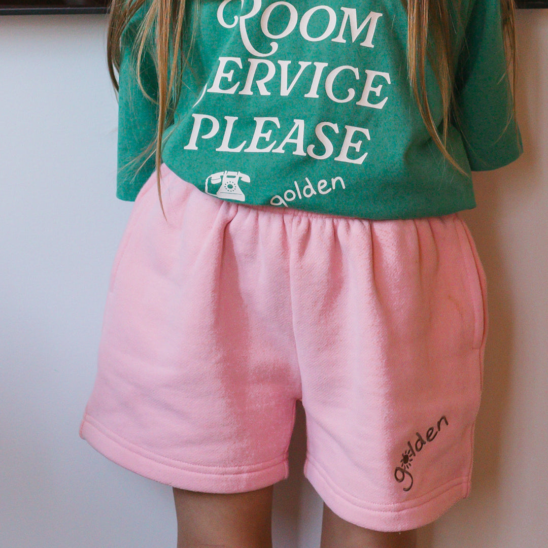 Golden Track Shorts Pink Taffy