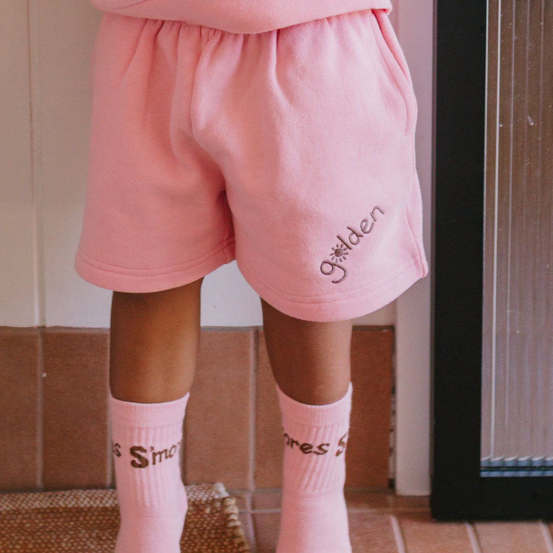 Golden Track Shorts Pink Taffy
