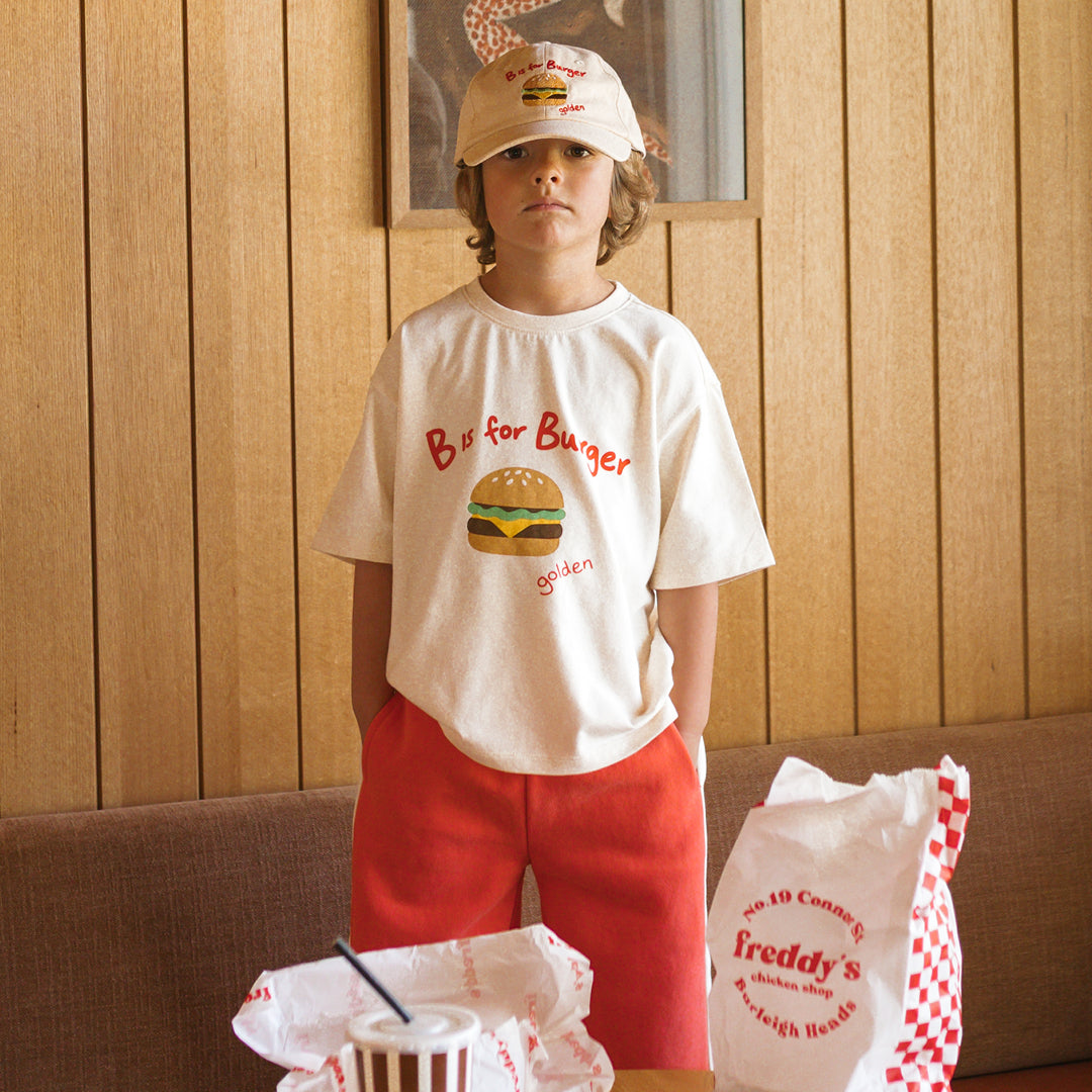 Burger Mid Sleeve Tee Buttercream