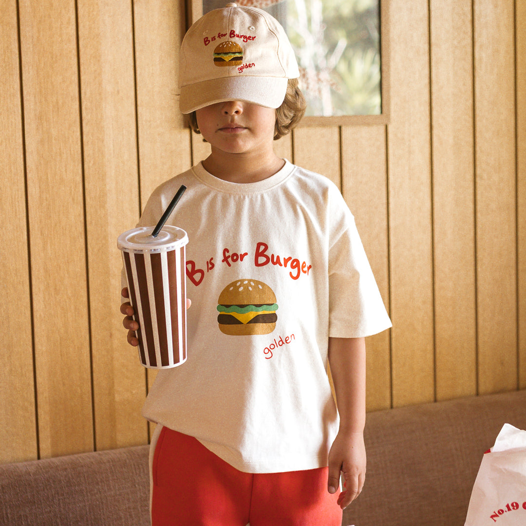 Burger Mid Sleeve Tee Buttercream
