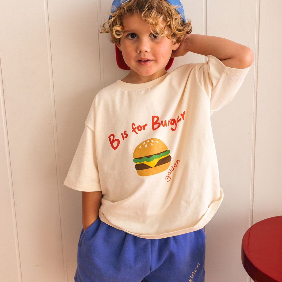 Burger Mid Sleeve Tee Buttercream