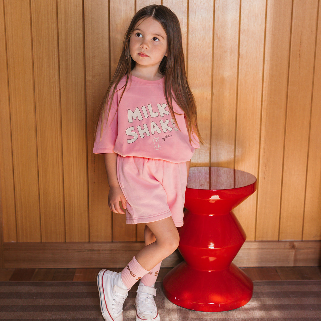 Milkshake Mid Sleeve Tee Pink Taffy