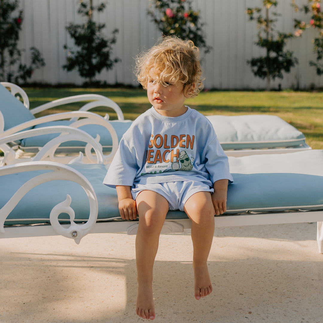 Golden Beach Mid Sleeve Tee Palm Blue