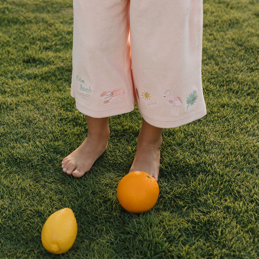 Palm Beach Wide Leg Pants Terry Towel Palm Flamingo Pink