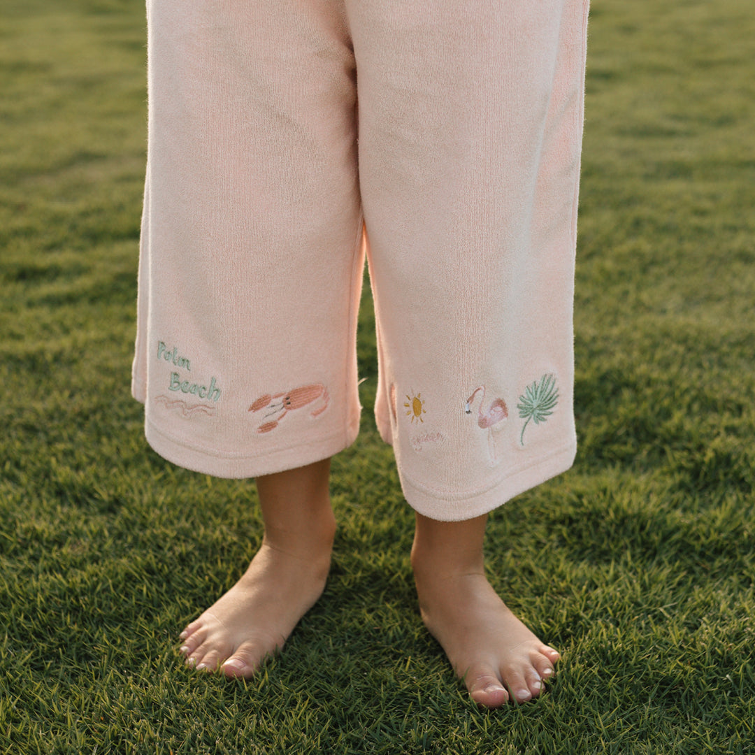 Palm Beach Wide Leg Pants Terry Towel Palm Flamingo Pink