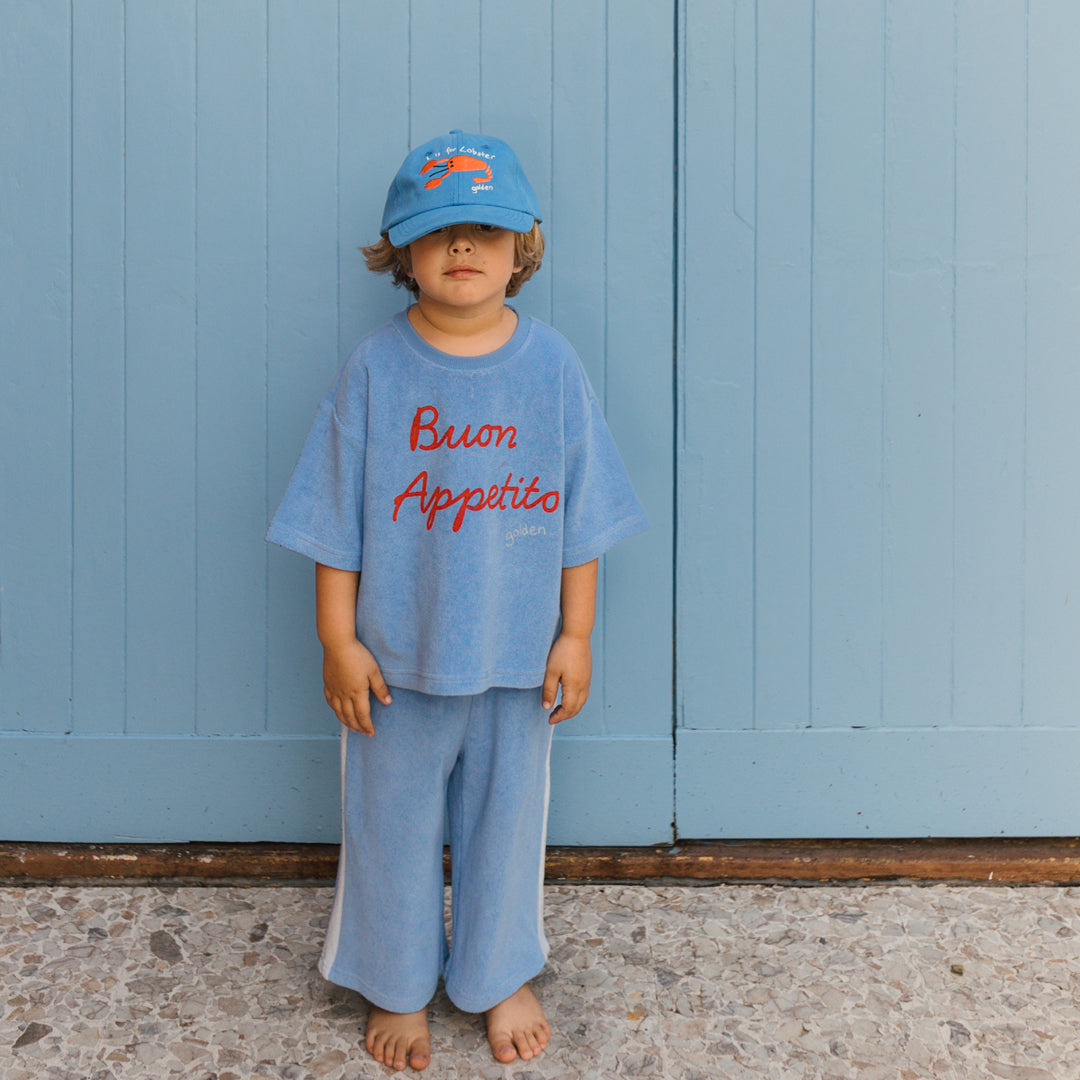 Buon Appetito Mid Sleeve Tee Terry Towel Pool Blue