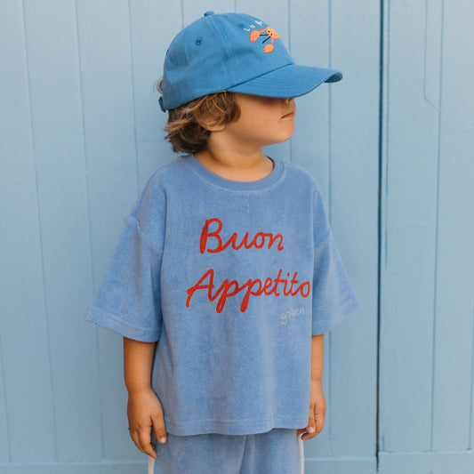 Buon Appetito Mid Sleeve Tee Terry Towel Pool Blue