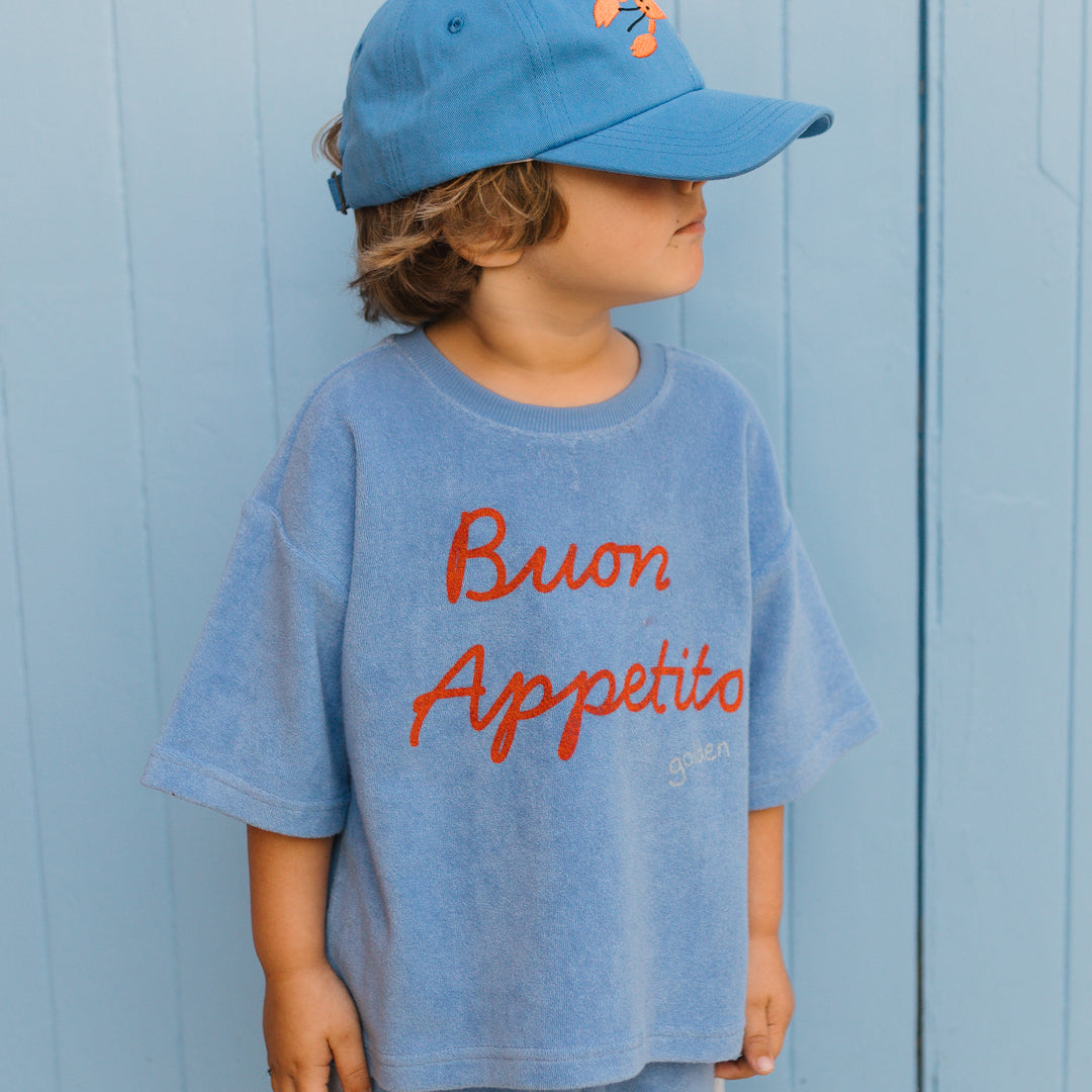 Buon Appetito Mid Sleeve Tee Terry Towel Pool Blue