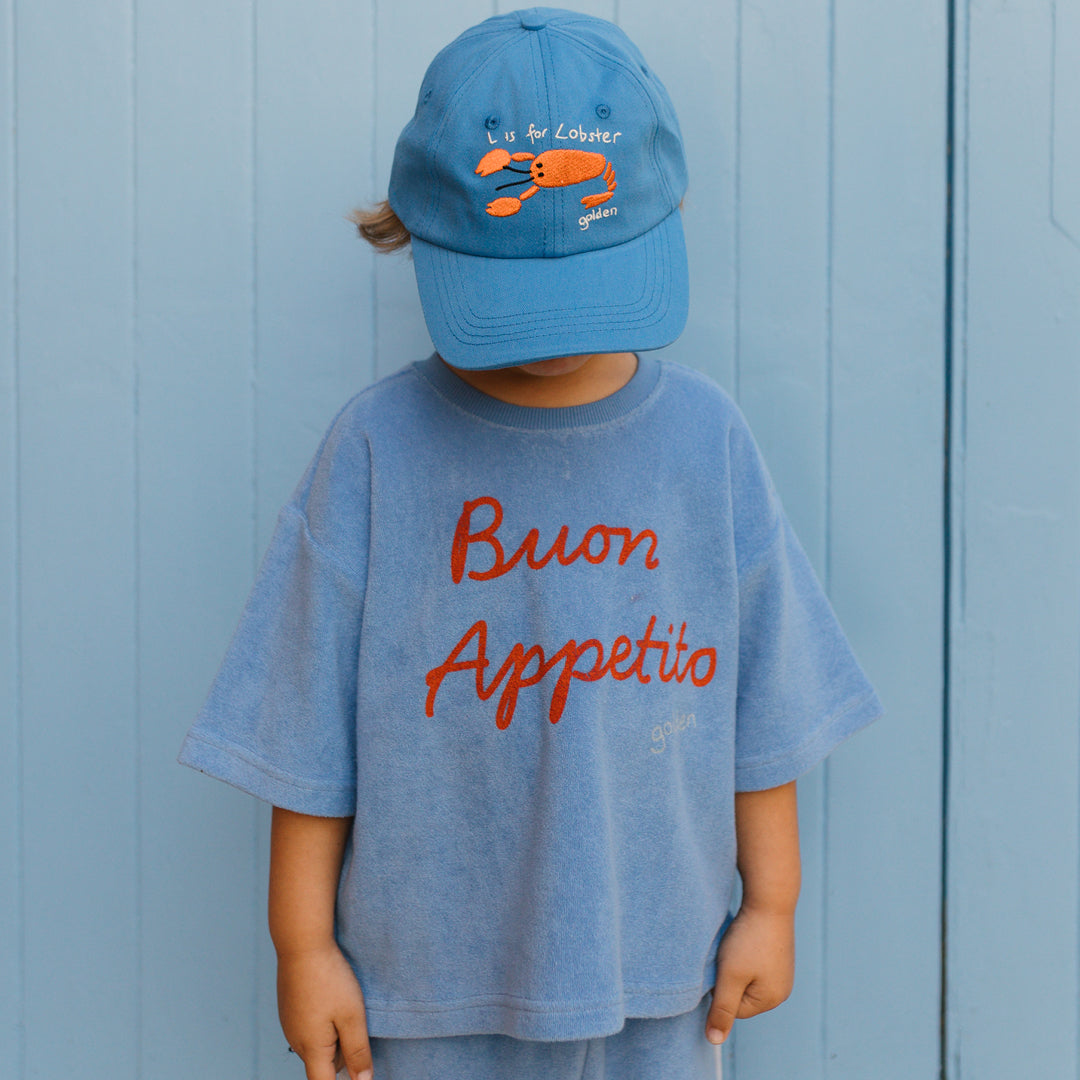 Buon Appetito Mid Sleeve Tee Terry Towel Pool Blue