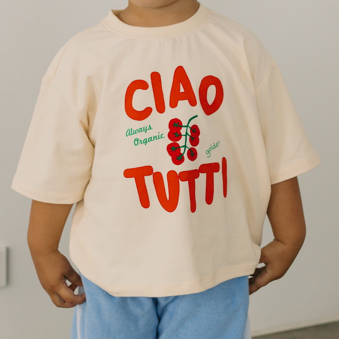 Ciao Tutti Mid Sleeve Tee Vanilla Parfait