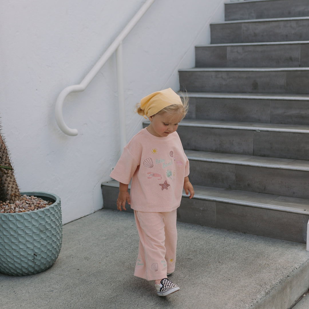 Palm Beach Wide Leg Pants Terry Towel Palm Flamingo Pink