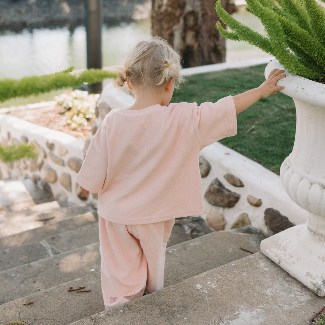 Palm Beach Mid Sleeve Tee Terry Towel Flamingo Pink