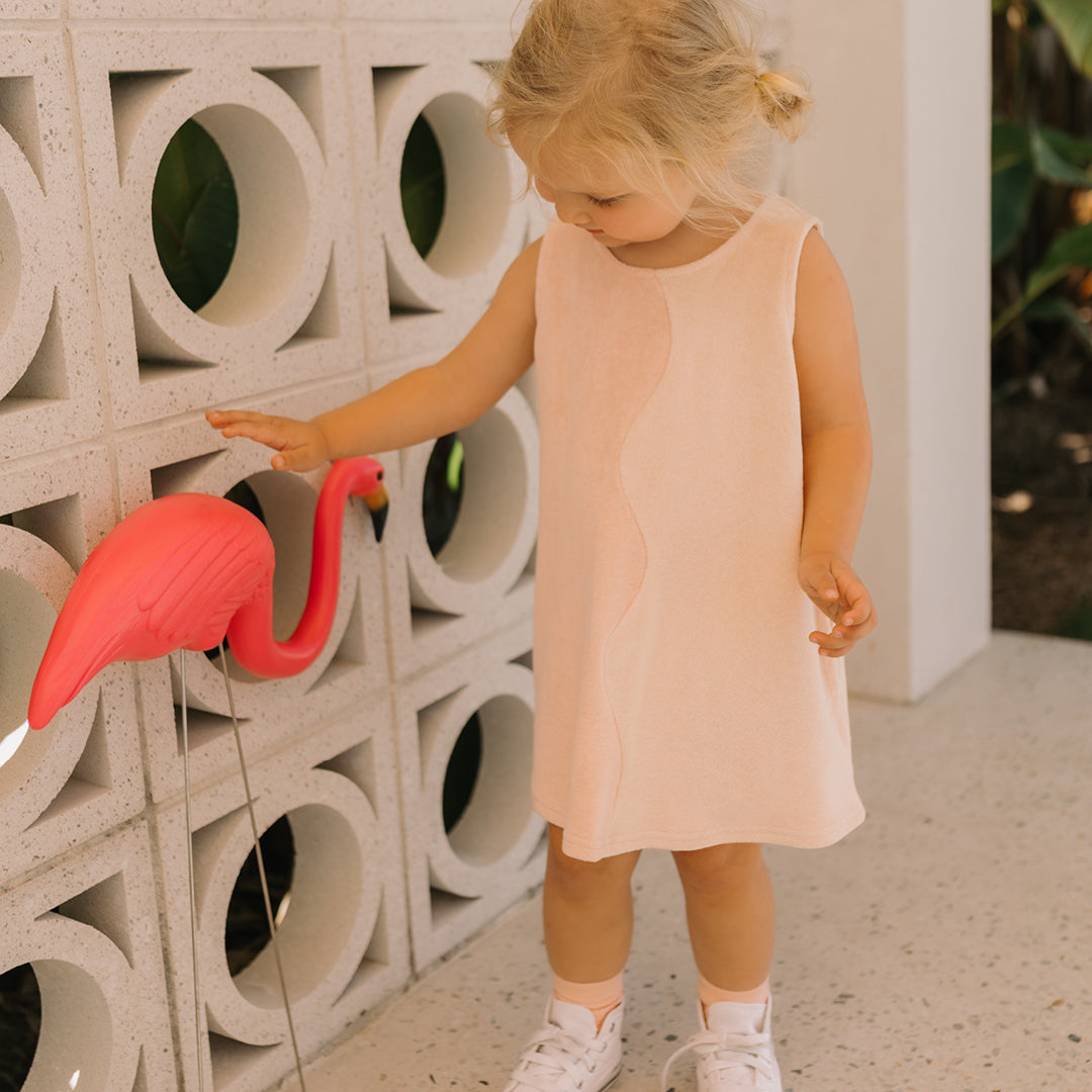 The Palms Shift Dress Terry Towel Pink Skies