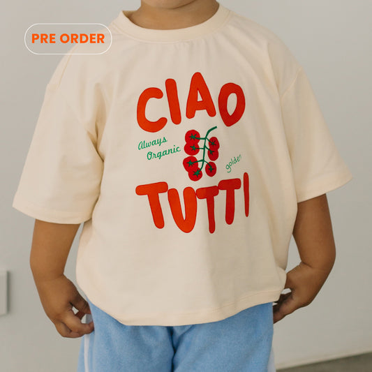 PRE-ORDER Ciao Tutti Mid Sleeve Tee Vanilla Parfait