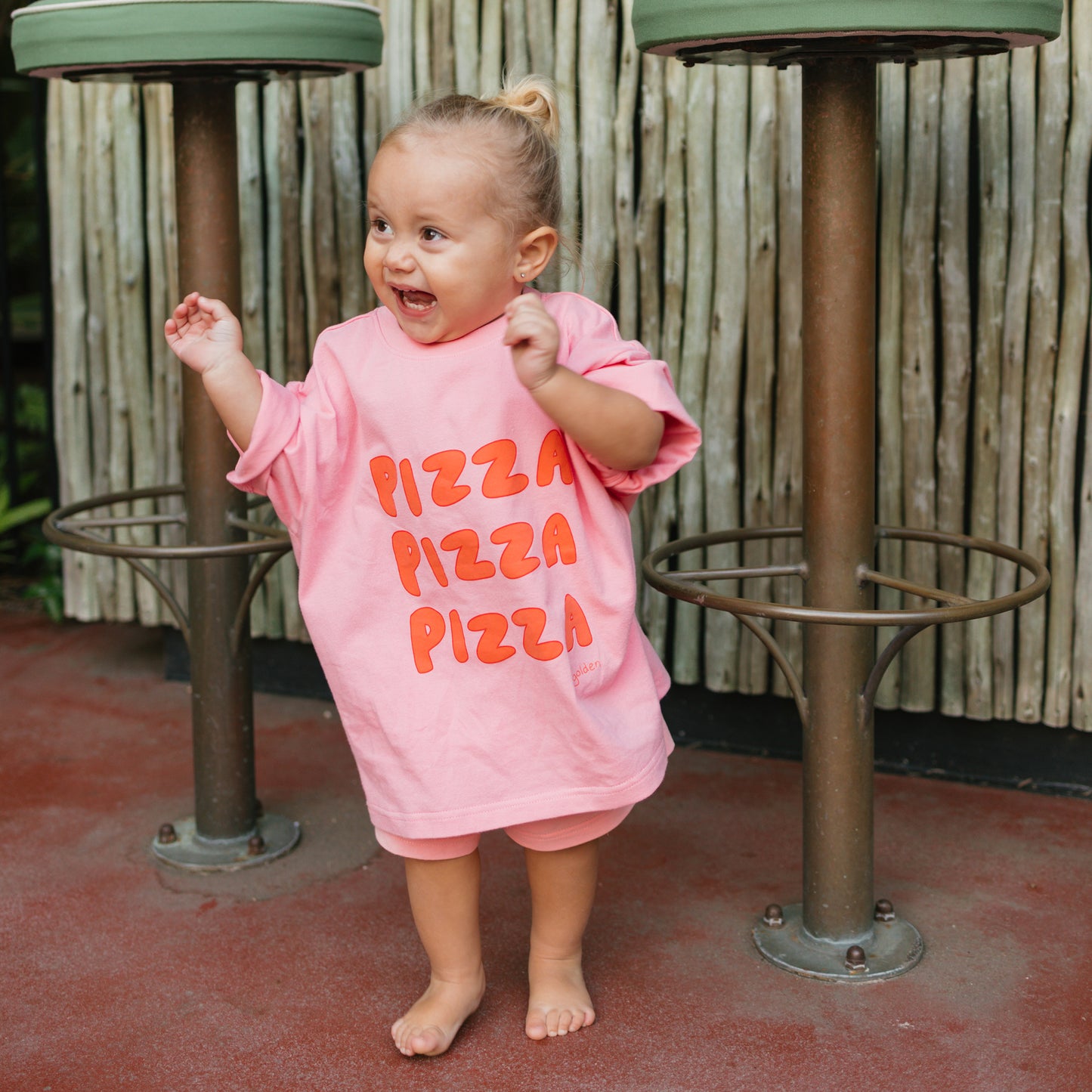 Pizza Mid Sleeve Tee Meringue Pink