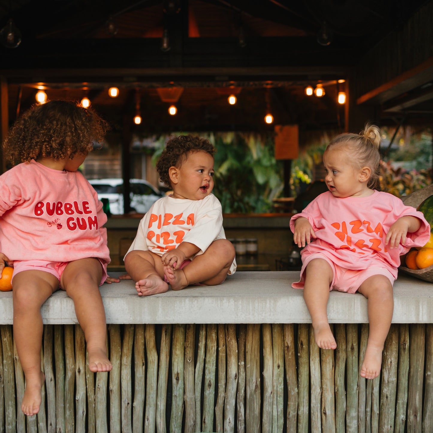 Pizza Mid Sleeve Tee Meringue Pink