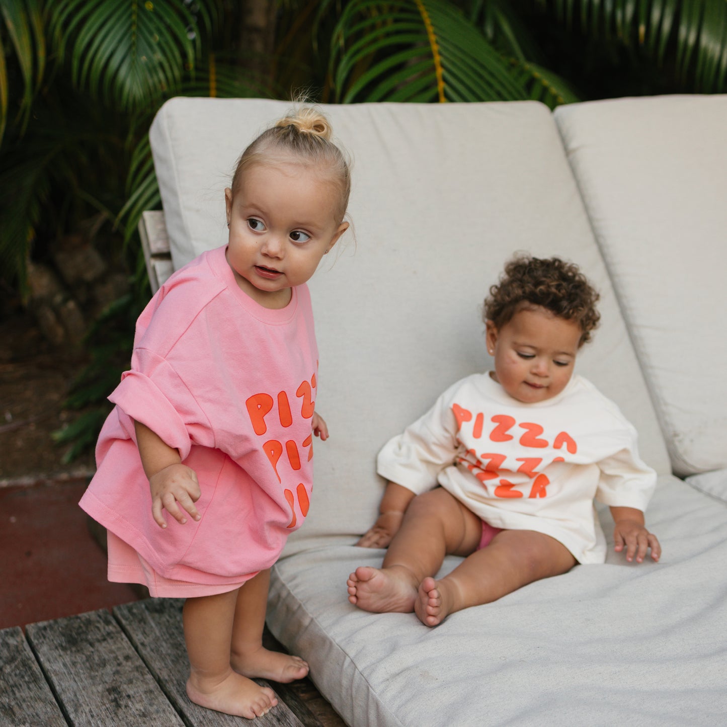 Pizza Mid Sleeve Tee Meringue Pink