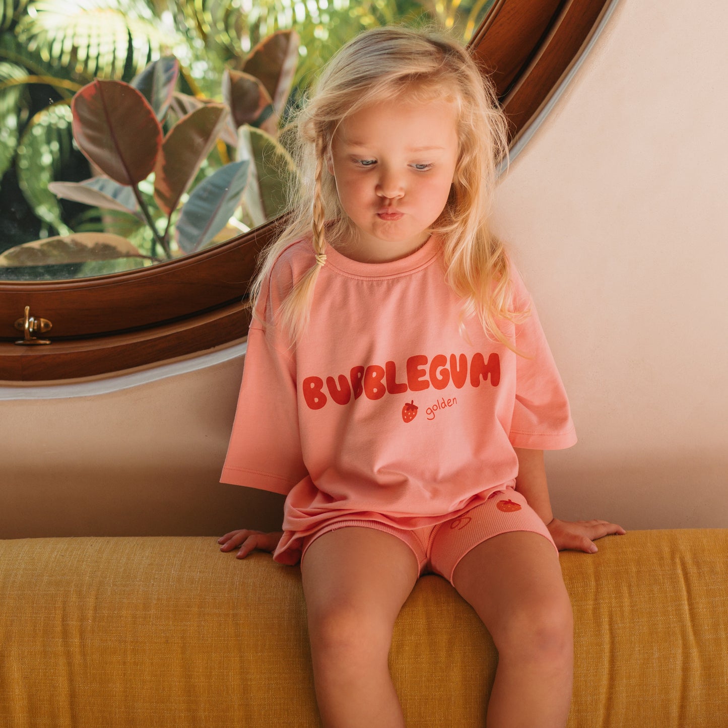 Bubblegum Mid Sleeve Tee Pink Icing