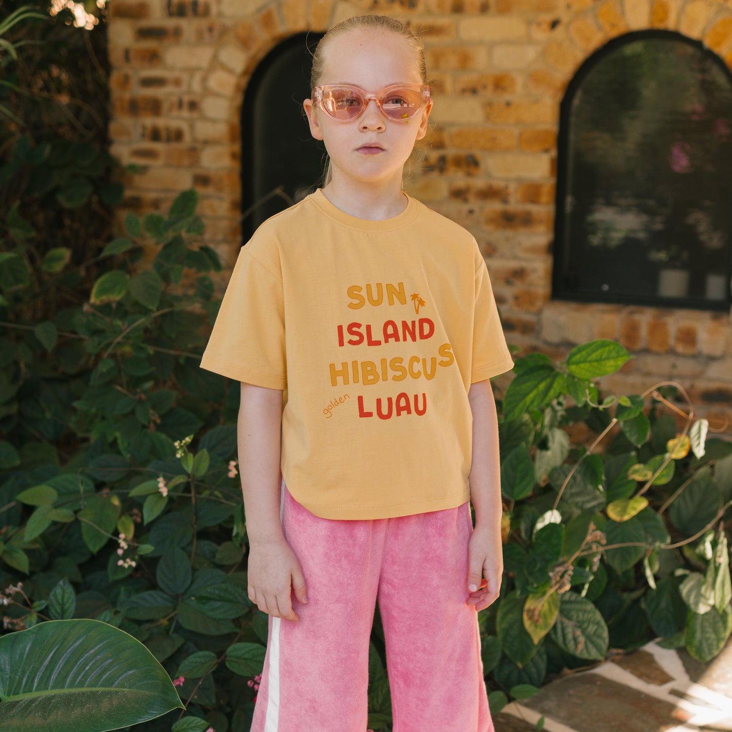 Sun Island Mid Sleeve Tee Golden Cream