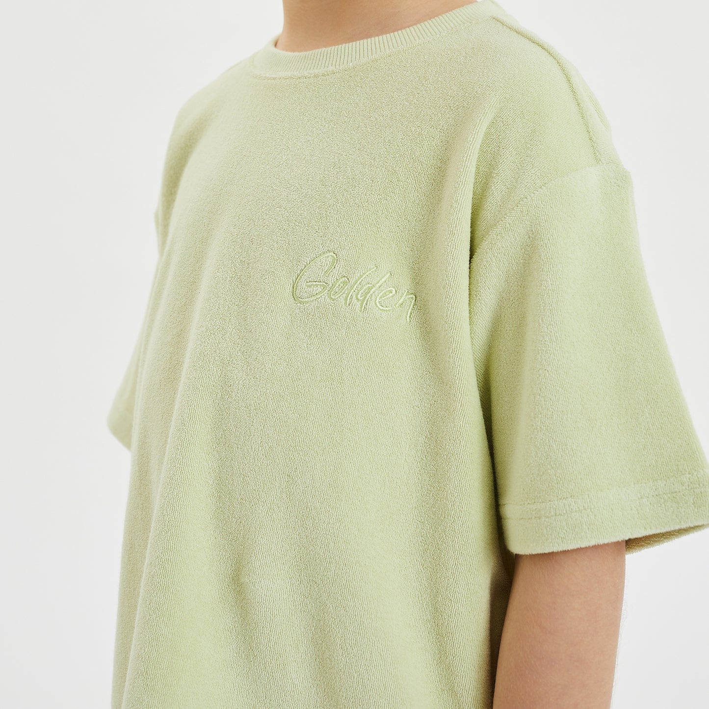 Golden Mid Sleeve Tee Terry Towel Lime Drop