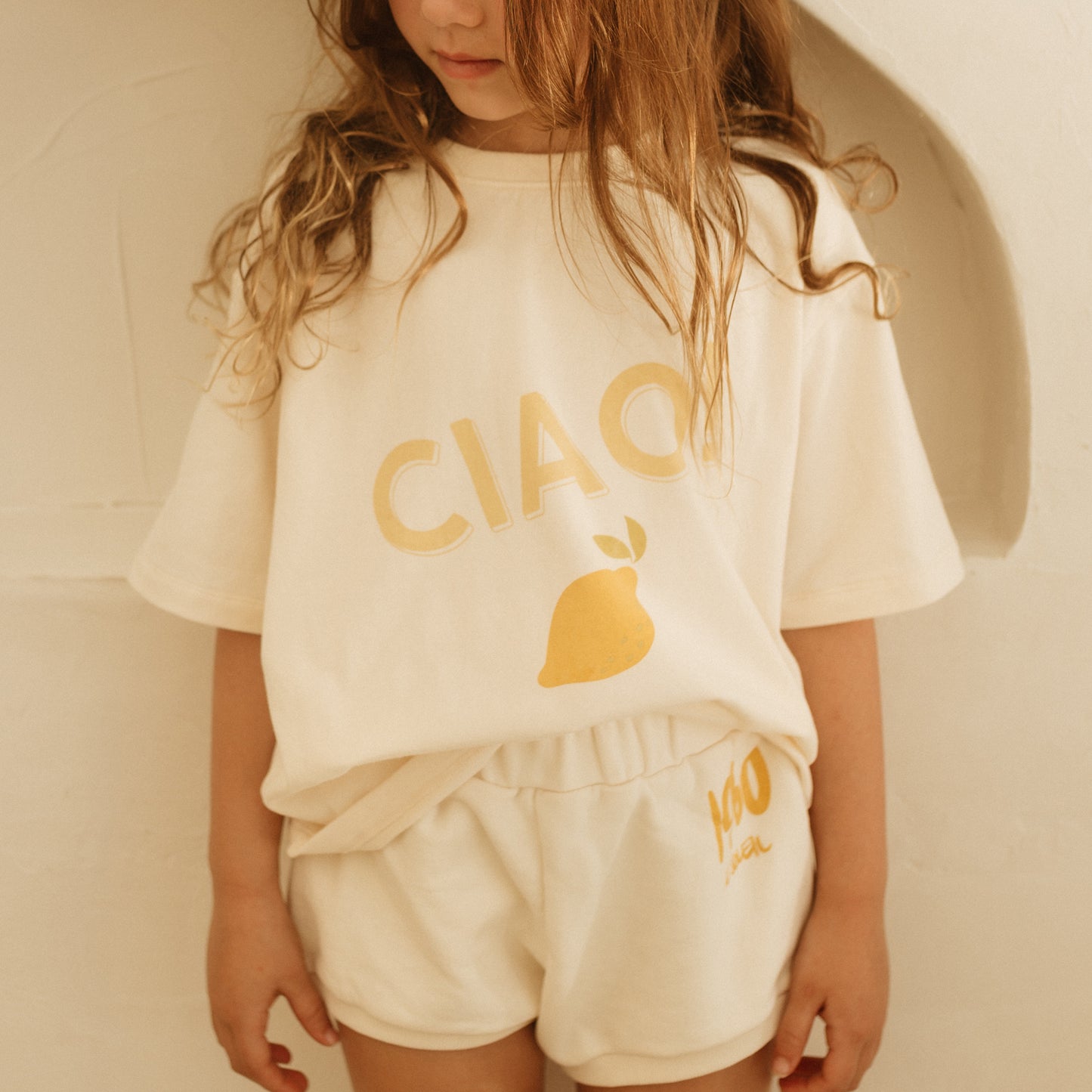 Ciao Mid Sleeve Tee Buttercream