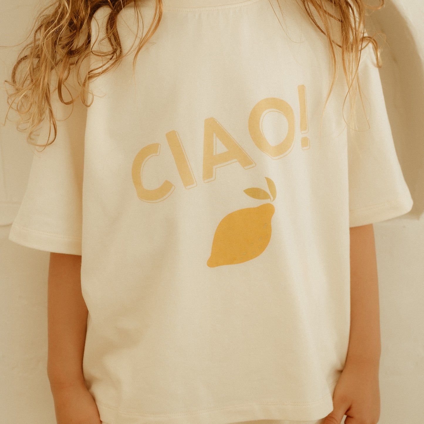 Ciao Mid Sleeve Tee Buttercream