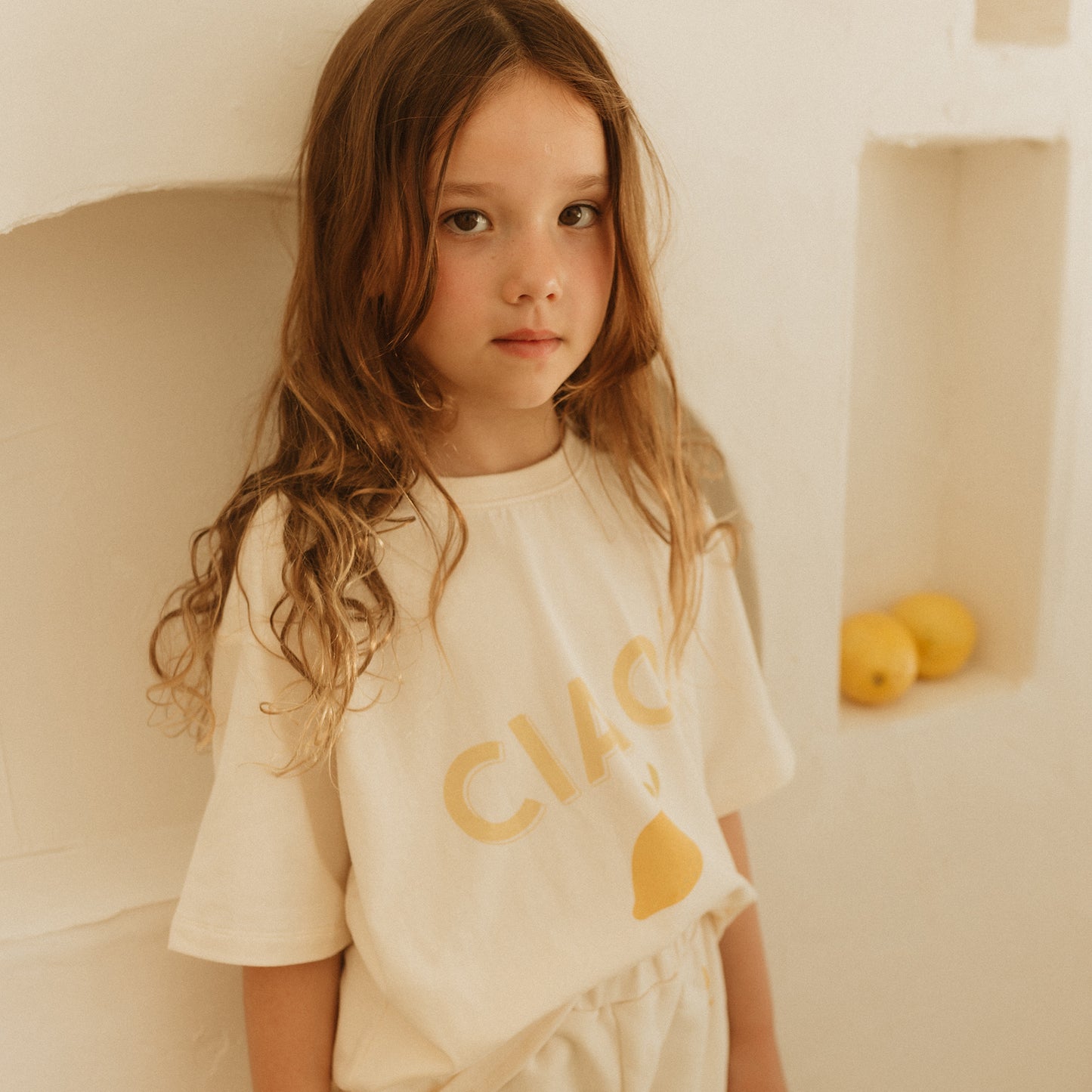 Ciao Mid Sleeve Tee Buttercream