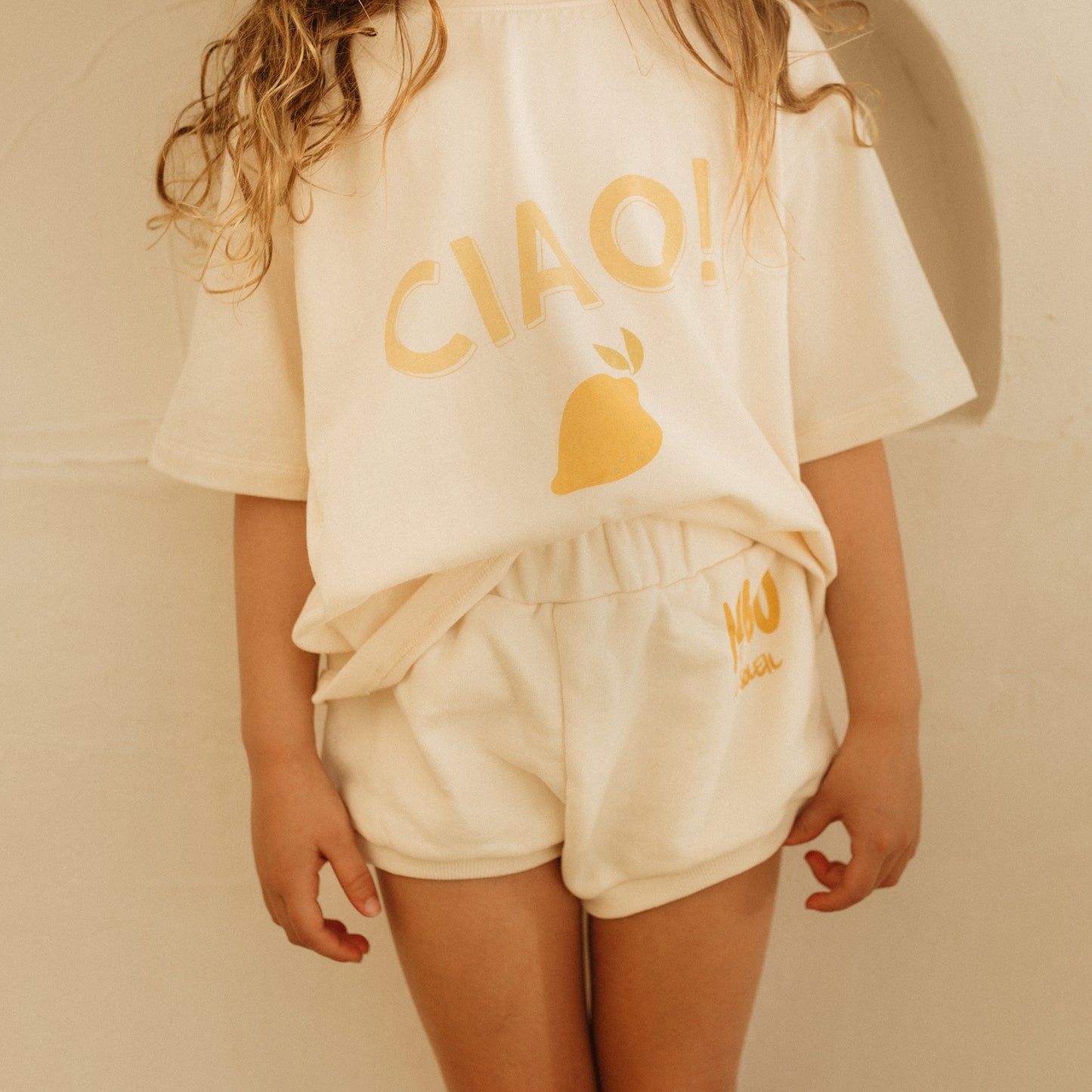 Ciao Mid Sleeve Tee Buttercream