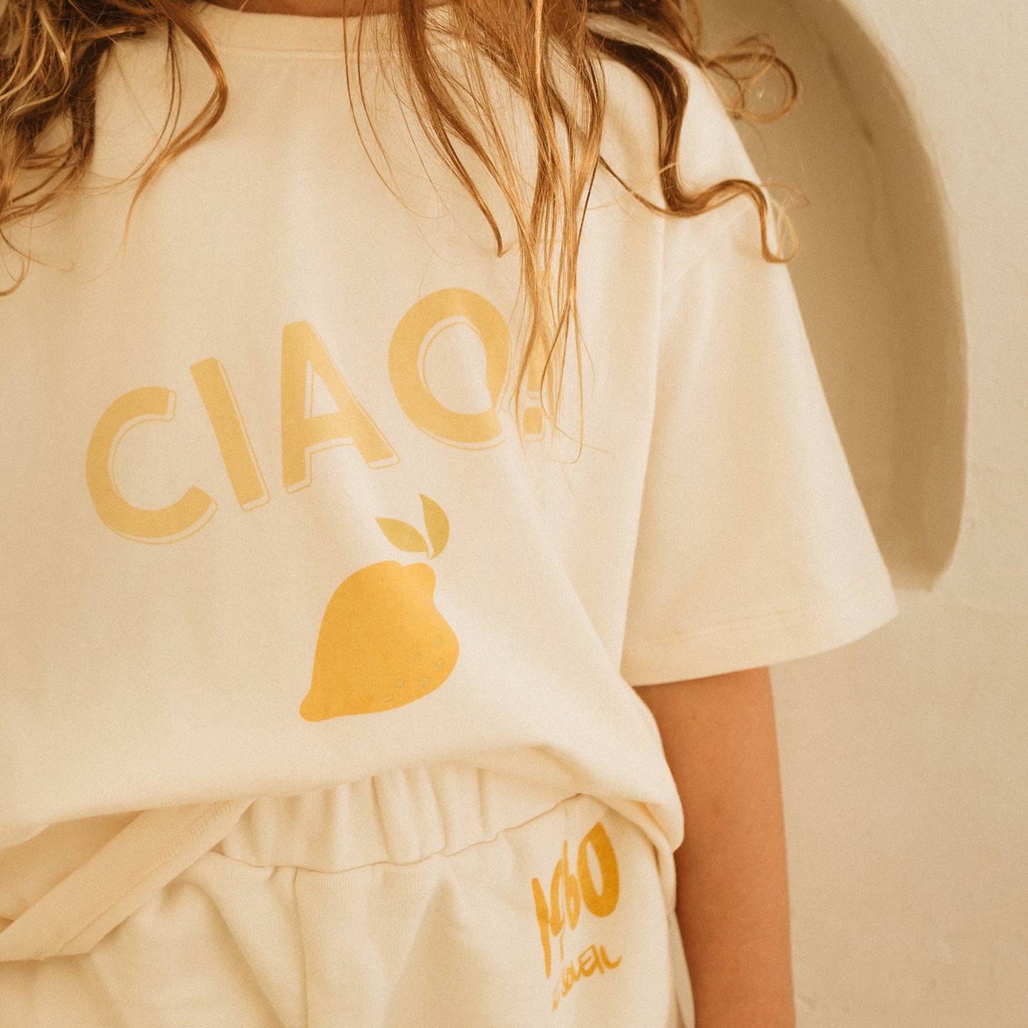 Ciao Mid Sleeve Tee Buttercream