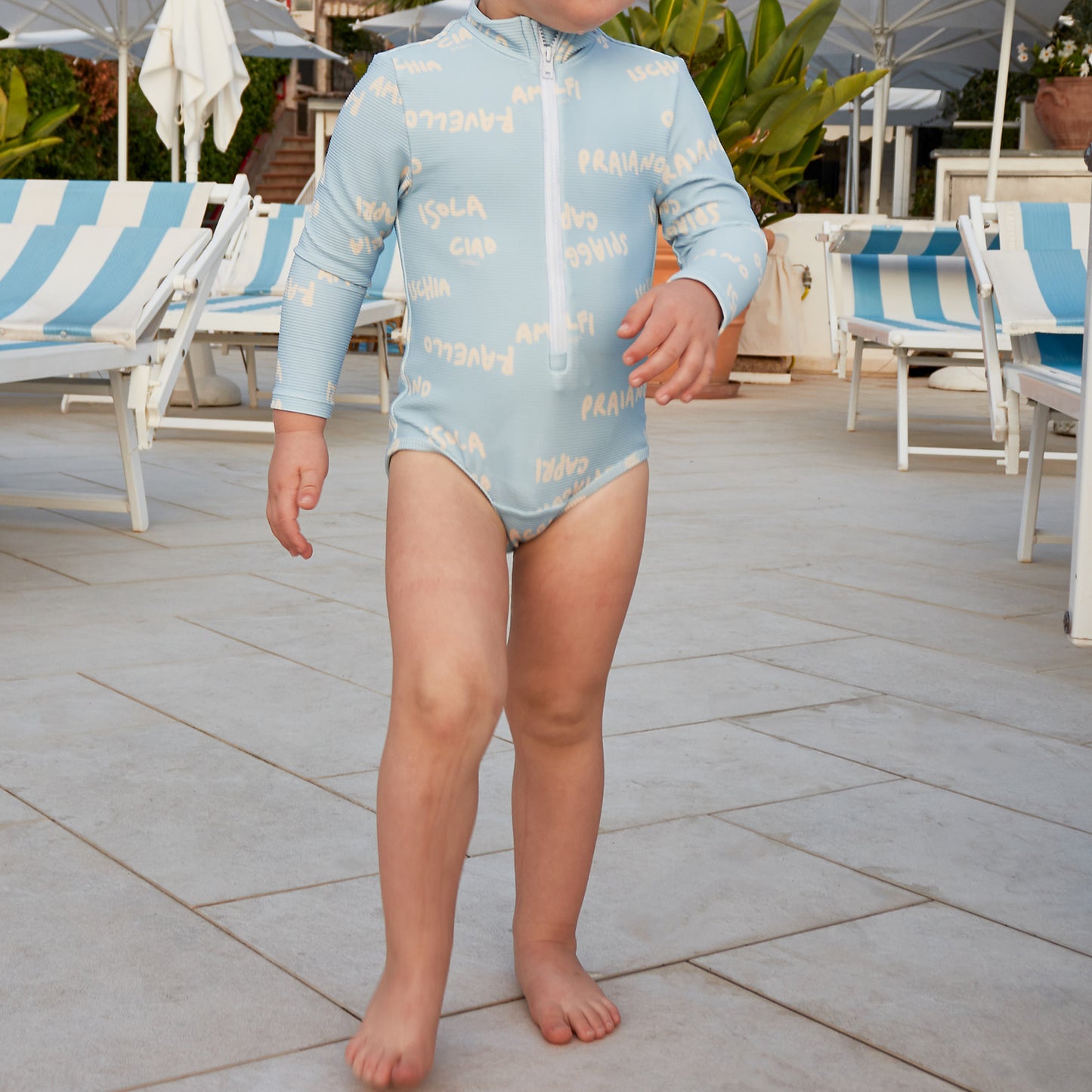 Ravello Long Sleeved One Piece Swimsuit Capri Blue