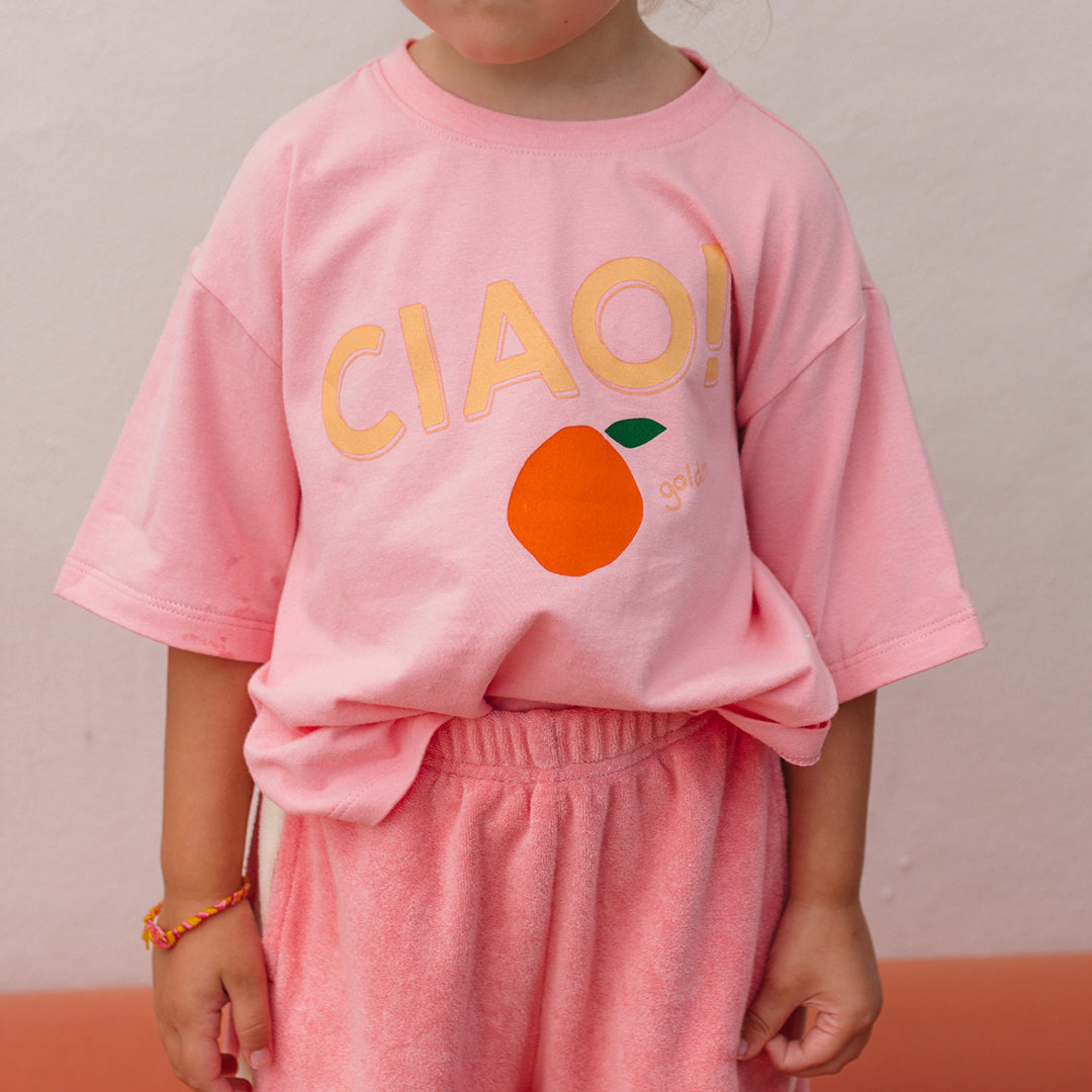 Ciao Mid Sleeve Tee Pink Icing