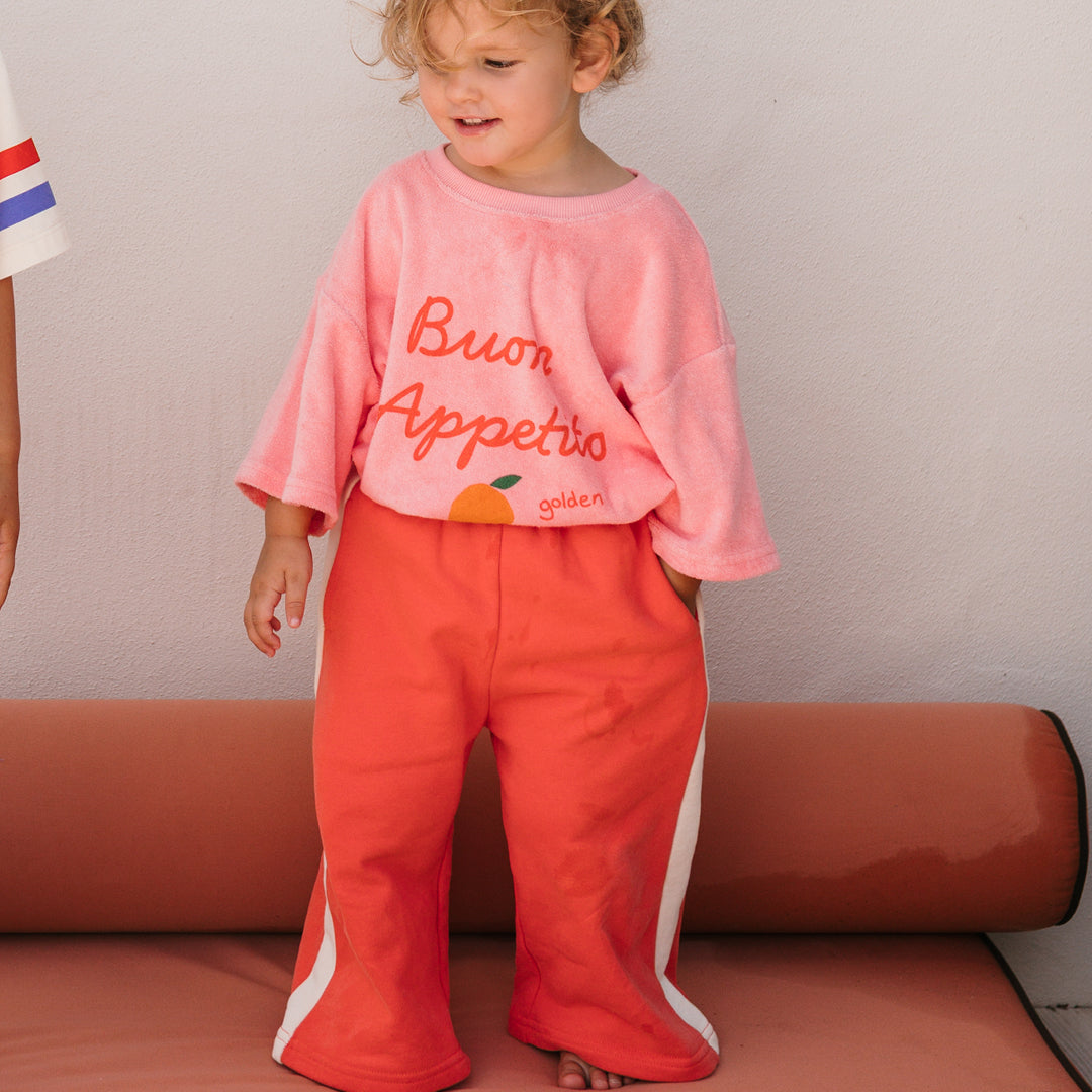 Buon Appetito Mid Sleeve Tee Terry Towel Pink Icing