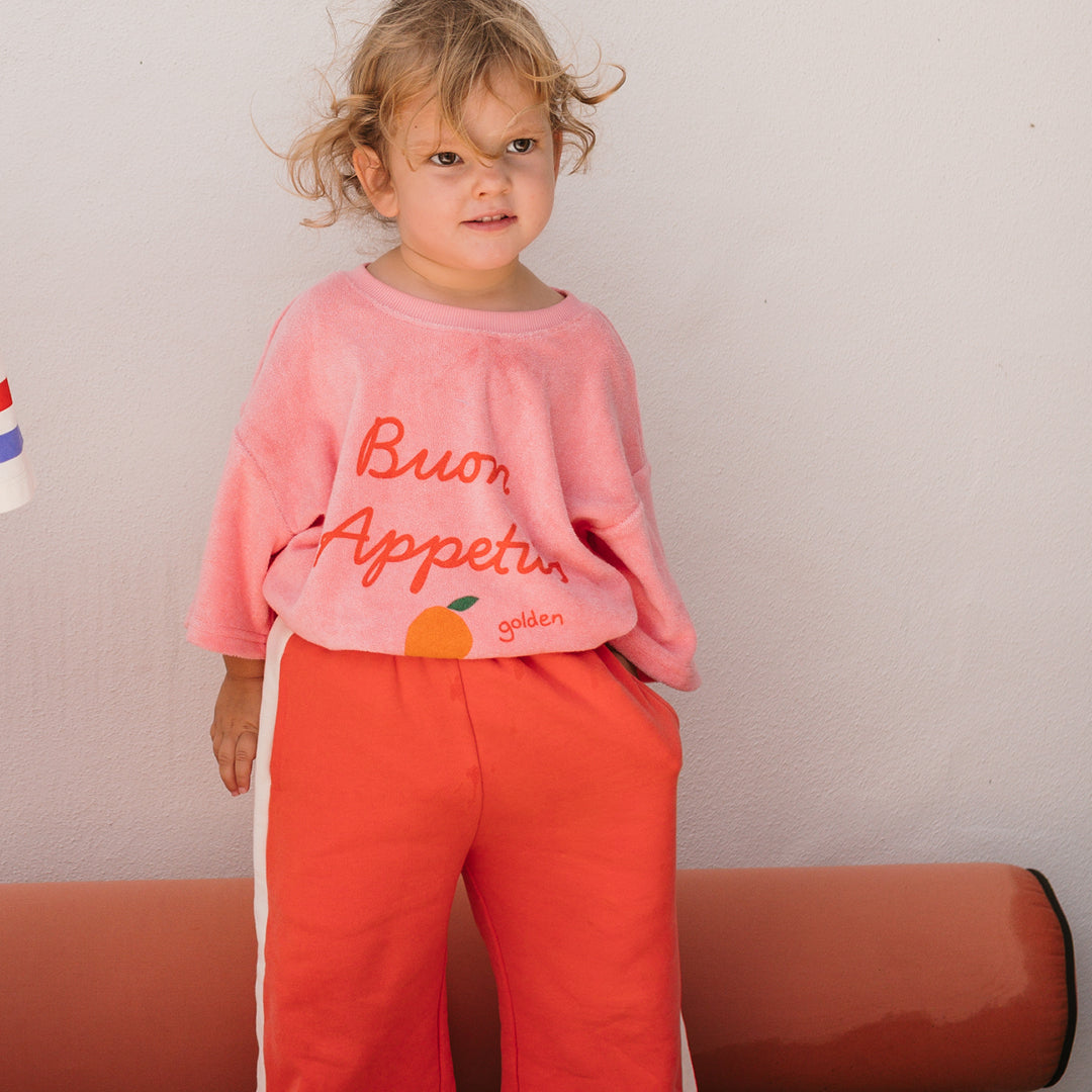 Buon Appetito Mid Sleeve Tee Terry Towel Pink Icing