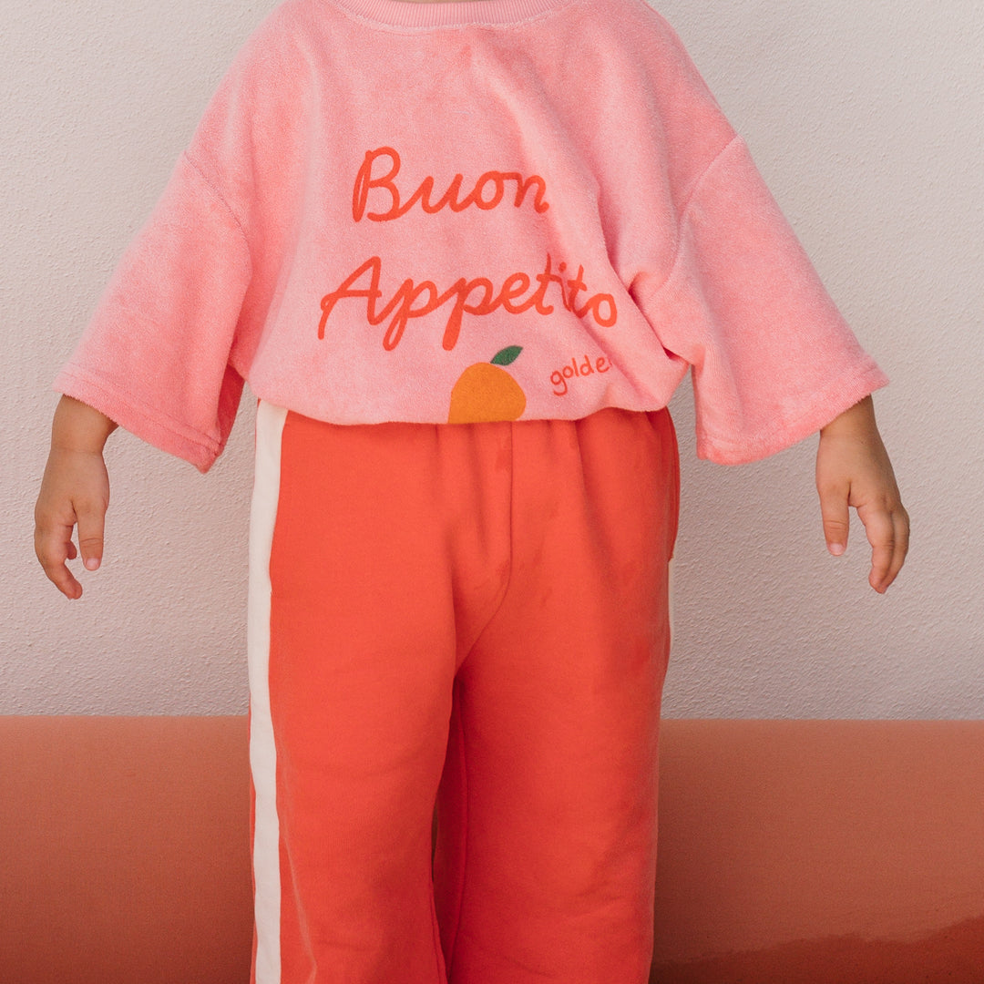 Buon Appetito Mid Sleeve Tee Terry Towel Pink Icing
