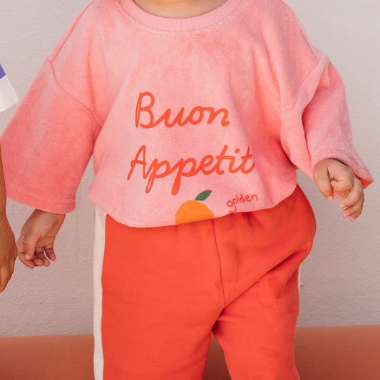 Buon Appetito Mid Sleeve Tee Terry Towel Pink Icing