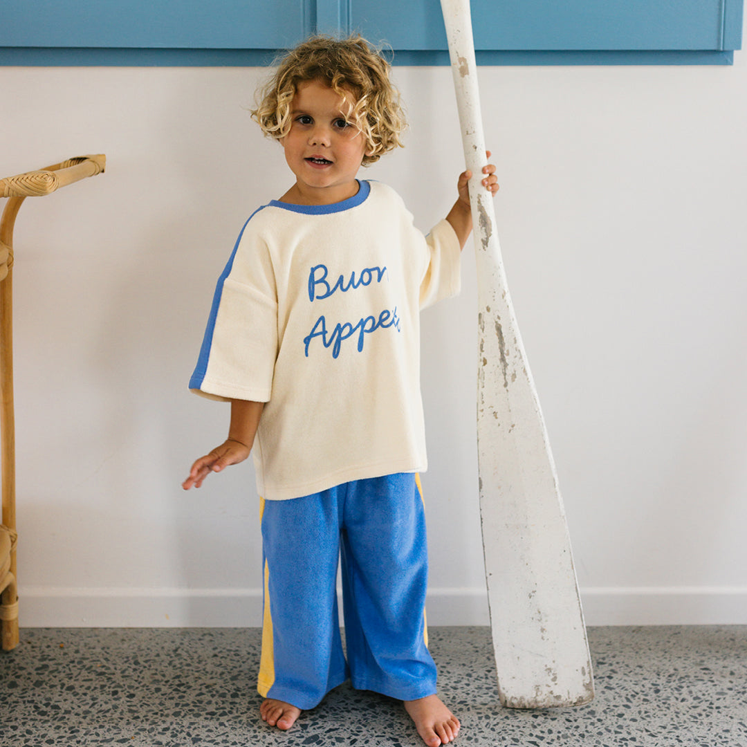 Ciao Tutti Relaxed Pants Pool Blue & Golden Cream