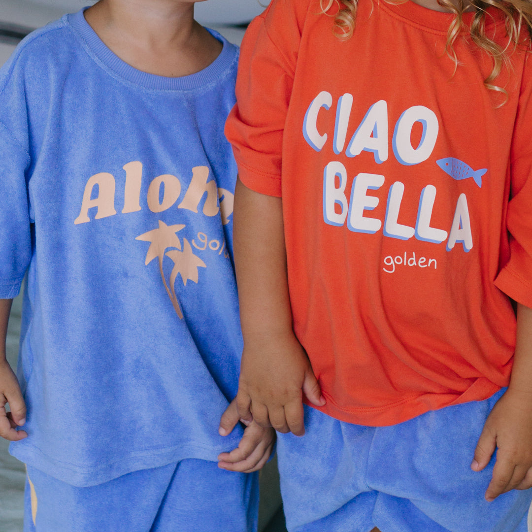 Aloha Mid Sleeve Tee Pool Blue