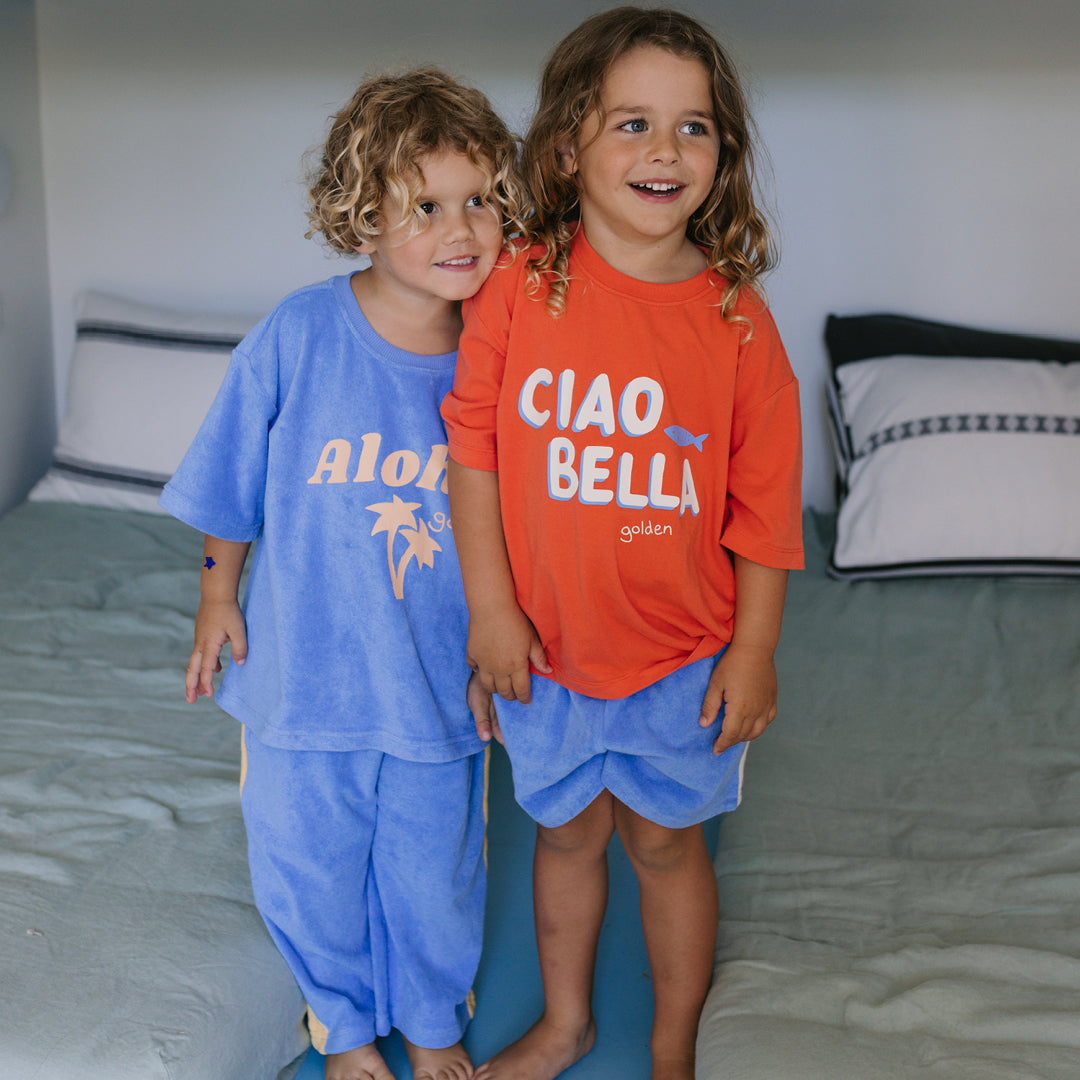 Aloha Mid Sleeve Tee Pool Blue